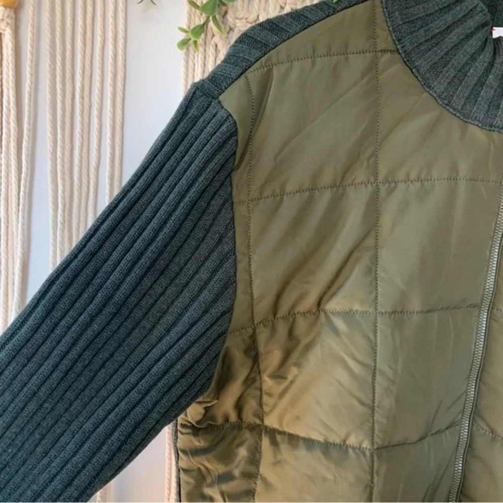 SWIMS Men’s Ramberg Full Zip Quilted Sweater Jacket Olive Green‎ Size Medium